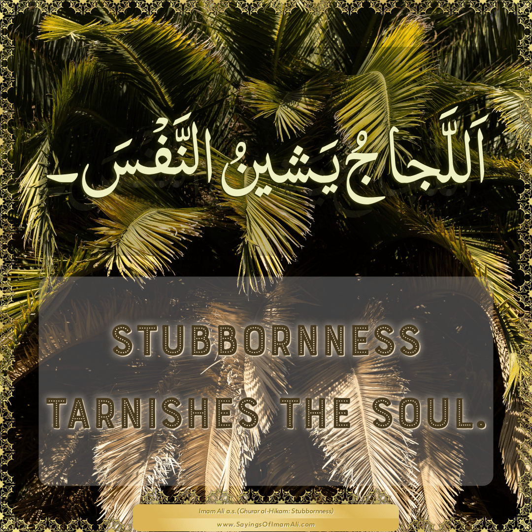 Stubbornness tarnishes the soul.